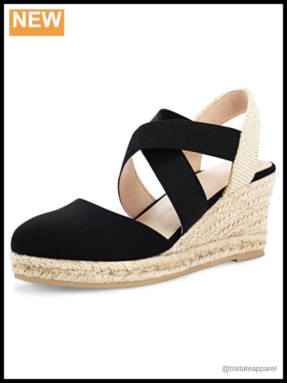 Women's Closed Toe Espadrille Wedge Sandals Criss Cross Elastic Slingback